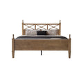 Queen Size Platform Bed Frame, Solid Wood with Headboard & Footboard, Center Metal Legs, 12 Strong Slatted Base, Anti-Noise & Slip-Free, Easy Assembly, No Box Spring Needed, Barnwood Finish RIQ-30
