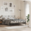 BOWERY HILL Rectangular Powder-Coated Steel King Bed Frame, Black Finish, Sturdy Metal Construction, Headboard and Footboard, Spacious Under-Bed Storage, Easy Assembly, Modern Bedroom Furniture