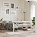 Metal Bed Frame with Footboard Steel Platform Bed Frame Queen Size White 59.1'x78.7' Heavy Duty Storage Space Underbed Design for Bedroom Furniture Guest Room