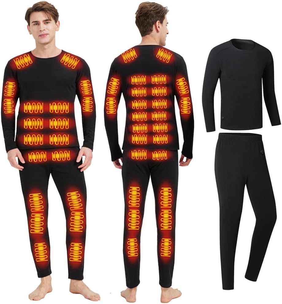 Heated Thermal Underwear for Men Women USB Charge 42 Zone Intelligent heated long johns for Men Women Set & S-4XL