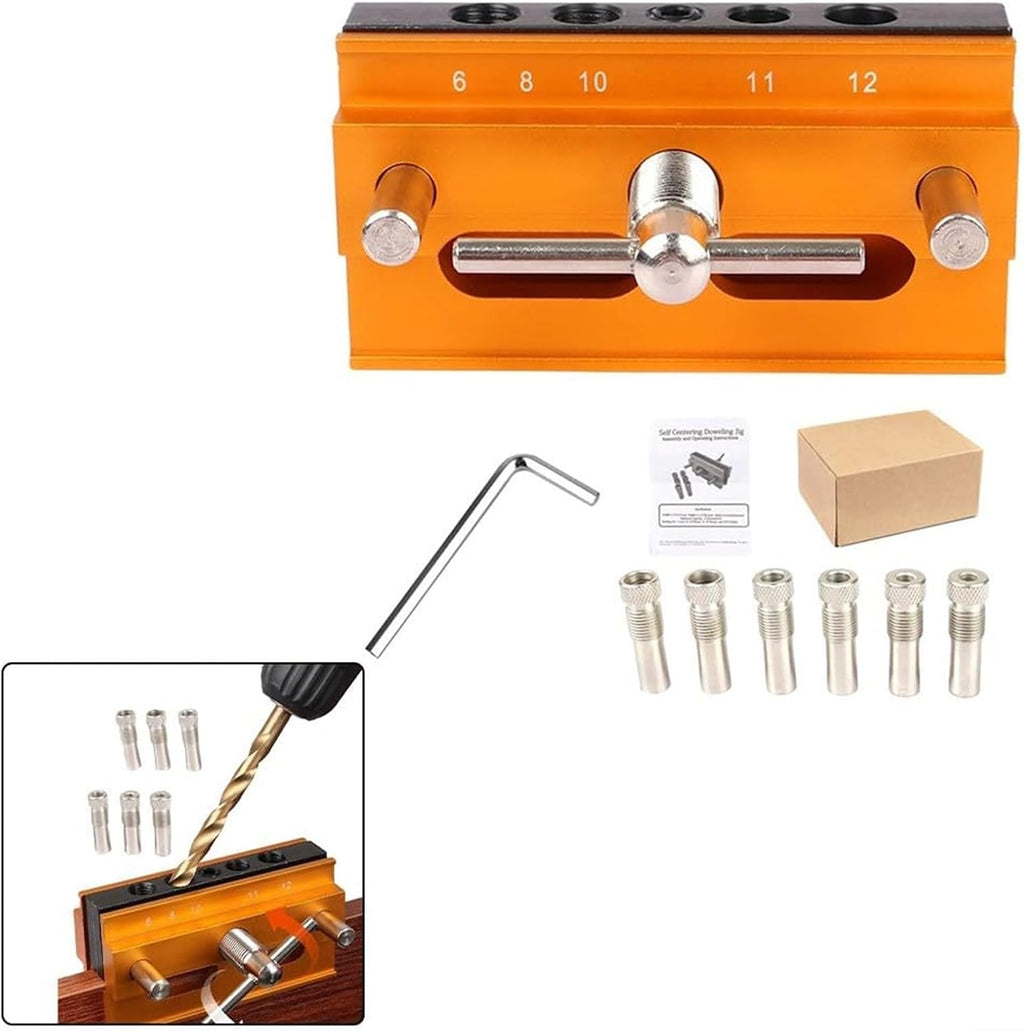 Centering Doweling Jig Kits Drill Jig for Straight Holes Biscuit Joiner Set with 6 Drill Guide Bushings Adjustable