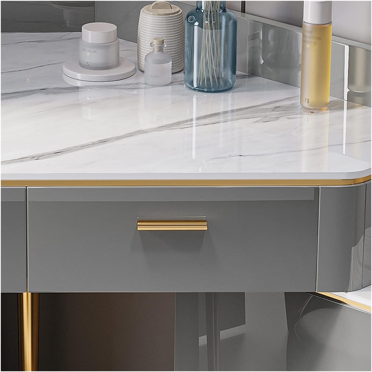 HIHELO Dressing Tables Slate Corner Dressing Table Bedroom Small Apartment Modern Minimalist Dressing Table Storage Cabinet Corner Dressing Table Vanity for Dressing (Color : 80cm)