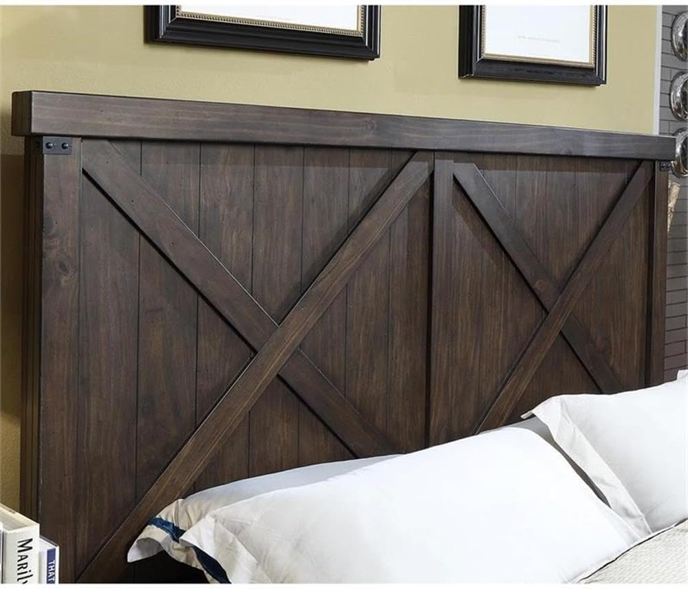 Furniture of America FOA Andrew 2pc Dark Walnut Solid Wood Bedroom Set - King + Nightstand