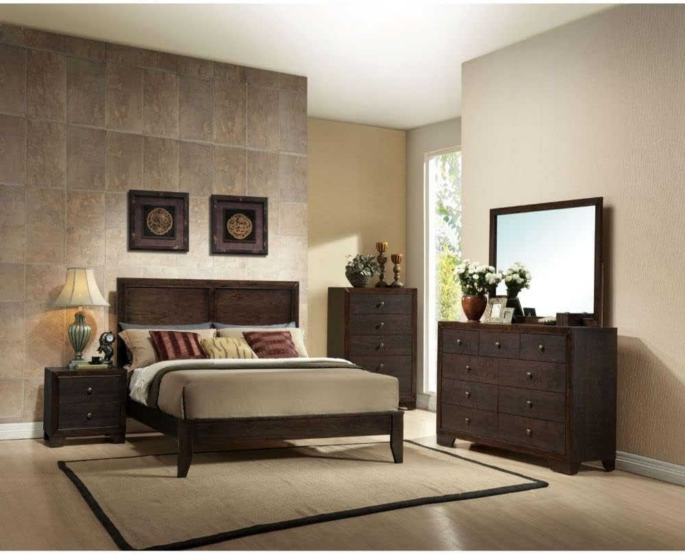 Acme Madison Queen Wooden Panel Bed in Espresso