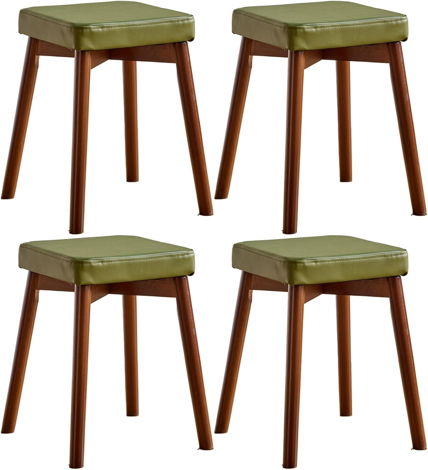 Upholstered Vanity Bench Set - Solid Wood Stool with Soft Cushion Seat for Living Room, Dining Room, Entryway, Bedroom, Home Decor