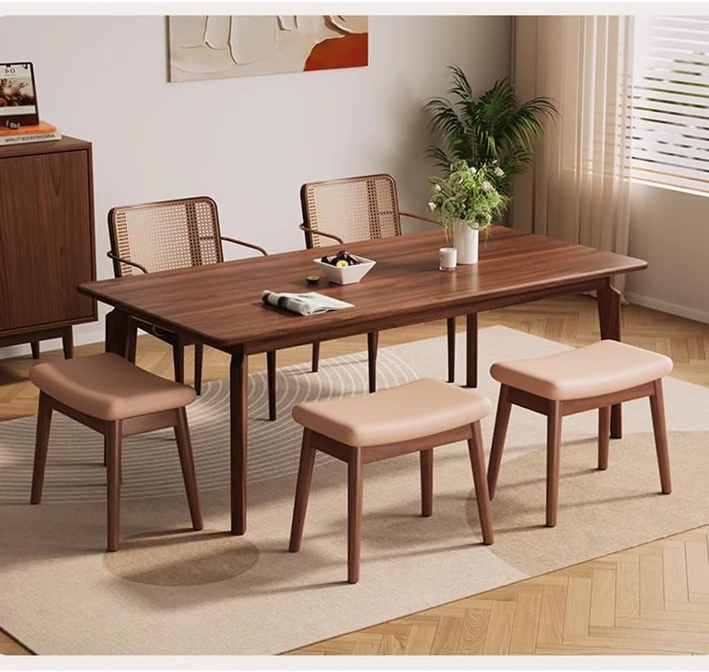 BTZHY Vanity Chair,Solid Wood Dressing Table Stool for Girls Bedroom Makeup Chair with Shoe Bench Entryway Kitchen Chairs for Living Room Study Room and Office Dark Brown