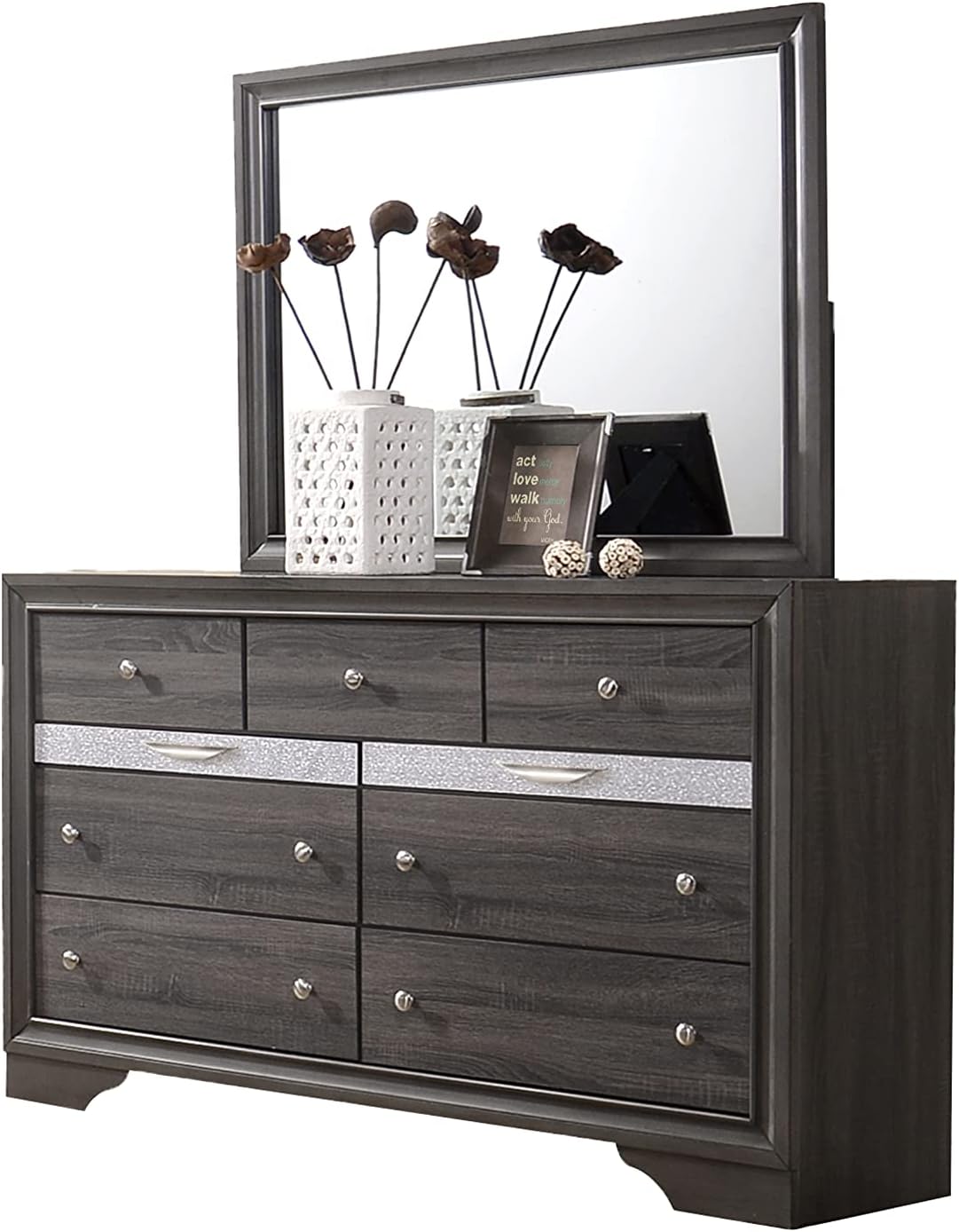 GOWE Traditional Style King 4 Piece Storage Bedroom Set Made with Wood in Gray