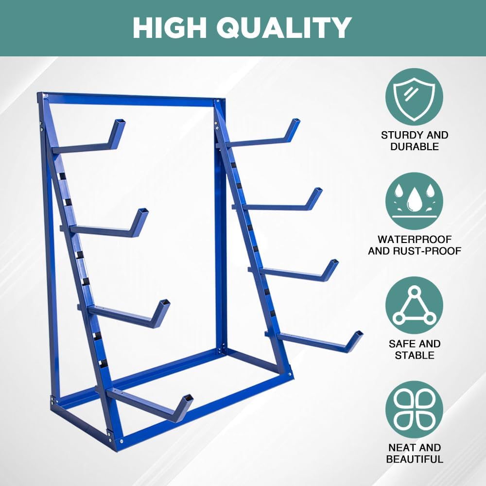 Yeeoy 4 Tier Steel Horizontal Storage Rack, Heavy Duty Lumber Storage Rack, Adjustable Pipe Rack, Utility Cantilever Rack for Garage Workshop Shed, 2000lbs Load Capacity
