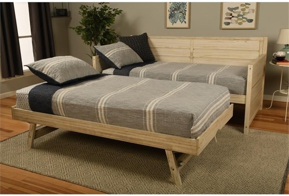 Kodiak Furniture Twin Size Daybed with Wooden Slats in Wood, in White, No Box Spring Needed, Easy Assembly