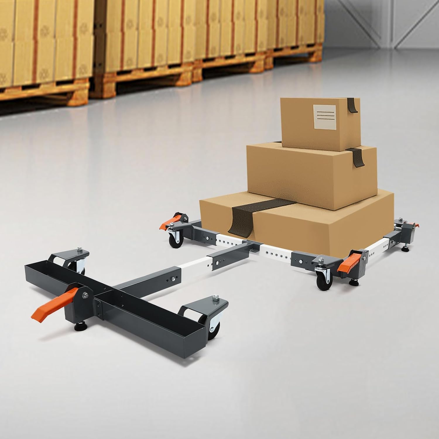 Adjustable Universal Mobile Base 600lbs Capacity Mobile Tool Base with 6 Swivel Wheels Heavy Duty Steel Mobile Base Stand for Small Mechanical Equipment