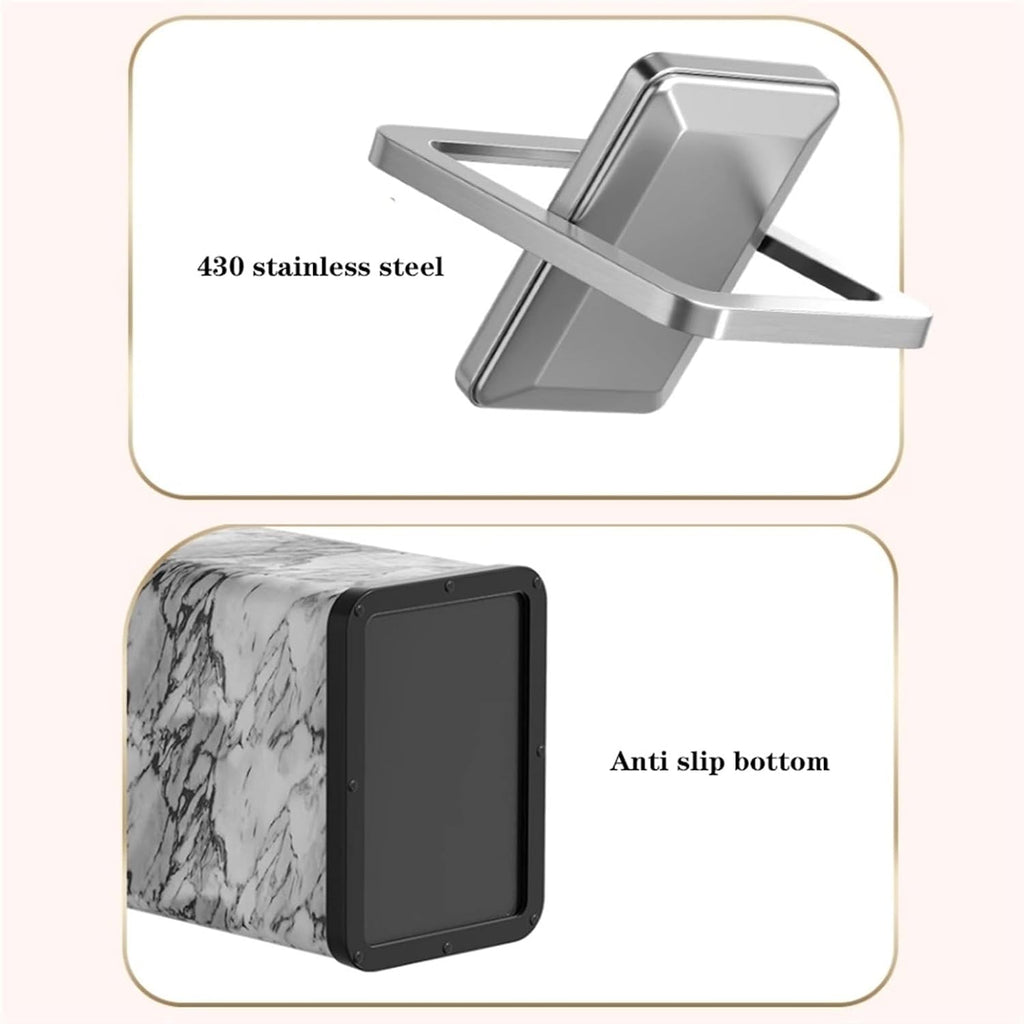 Elegant 10L Stainless Steel Trash Can with Green PU Leather Cover and 360° Swing Lid for Bathroom Bedroom and Office