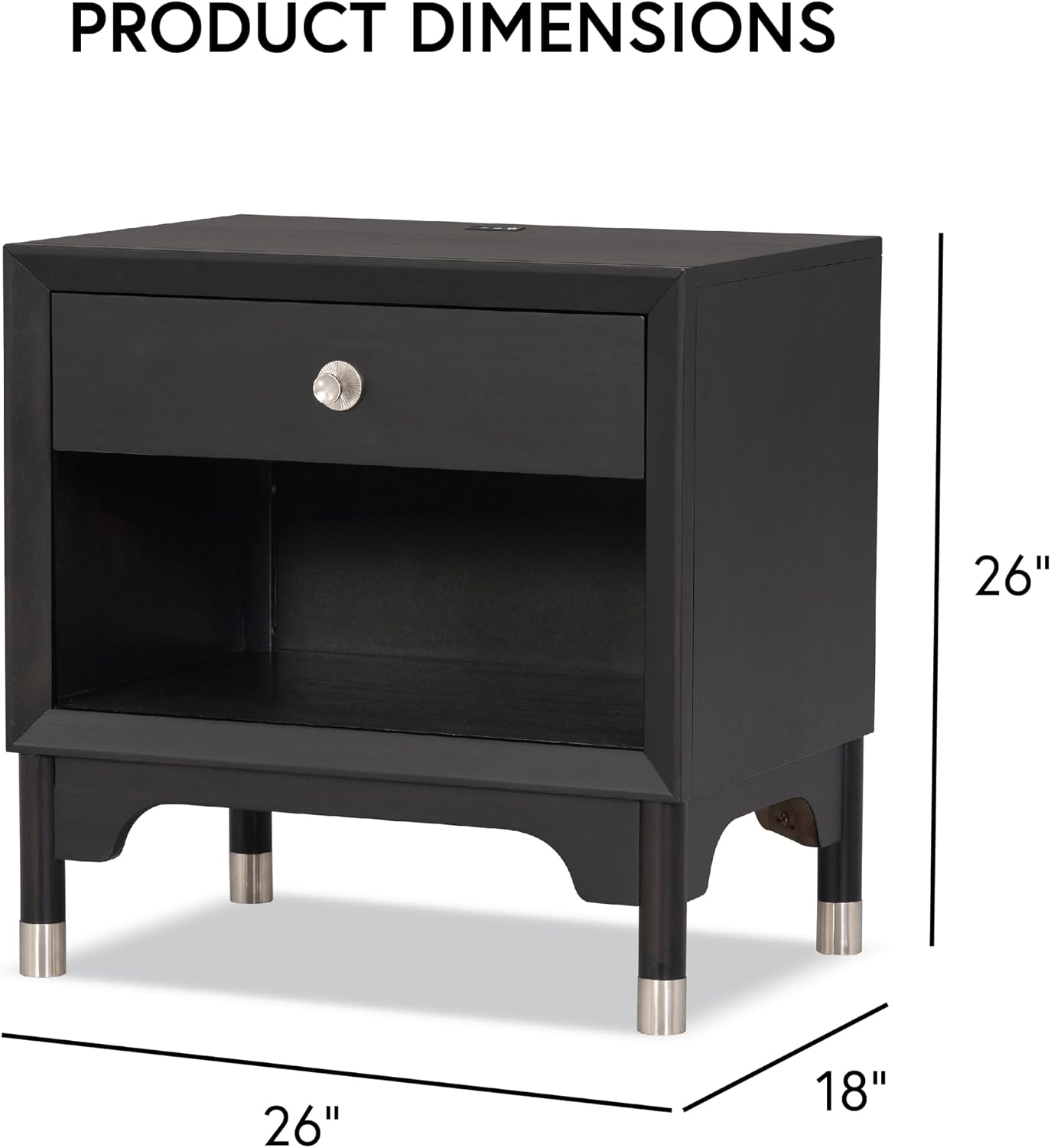 Furniture of America Forma Modern Solid Wood 3-Piece Bedroom Set with Storage Bed with LED Reading Lights, Ball-Bearing Glide, USB Charging Ports on Nightstands, No Box Spring Needed, King, Black