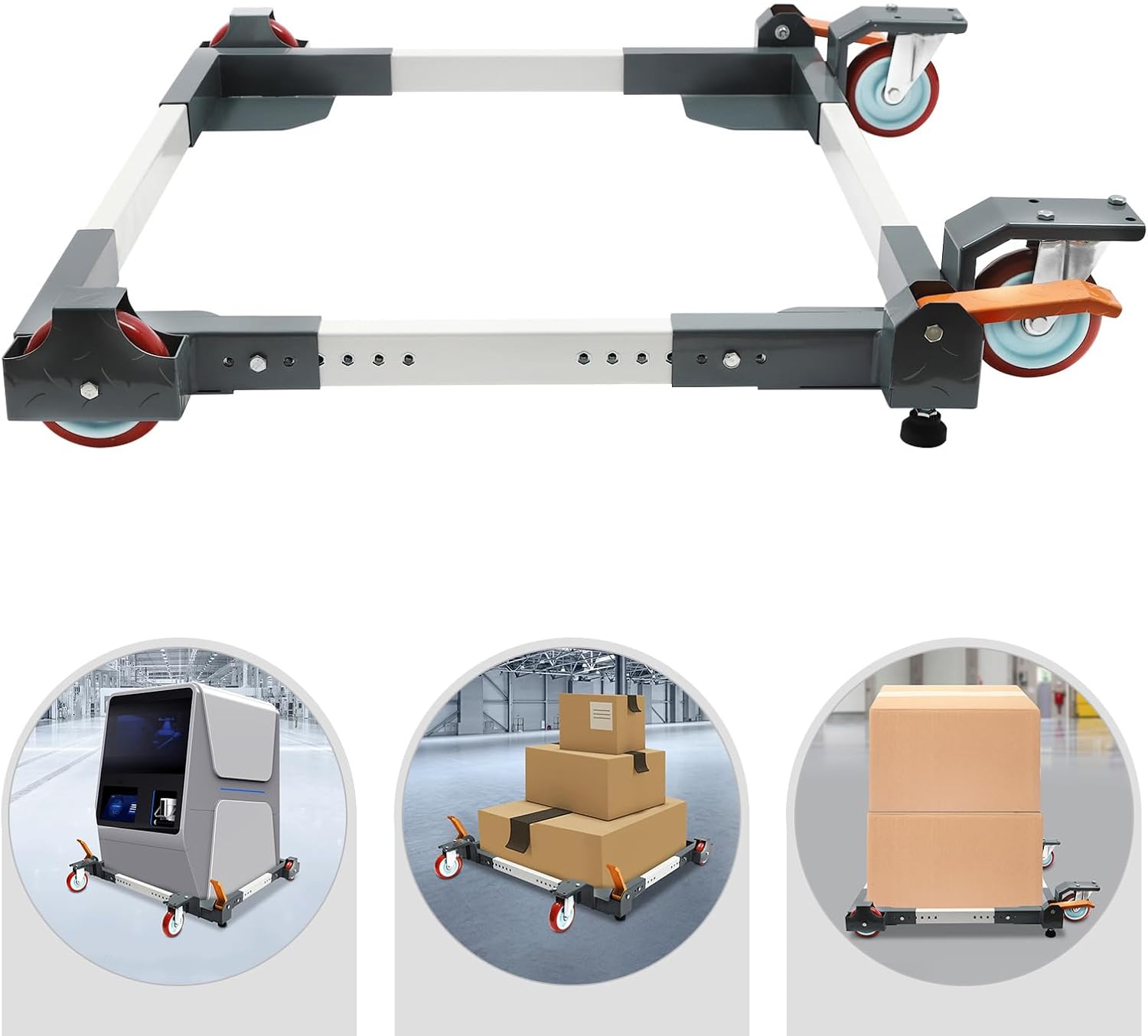 Universal Mobile Base, Heavy Duty Universal Mobile Base 1500 BLS Capacity, 28×33.5inches Adjustable Mobile Base Kit with 2 Casters, Adjustable Rolling Set for Moving Large Tools and Machines