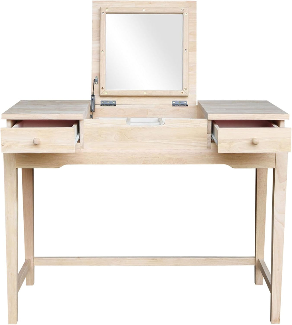 Solid Wood Vanity Table, Unfinished