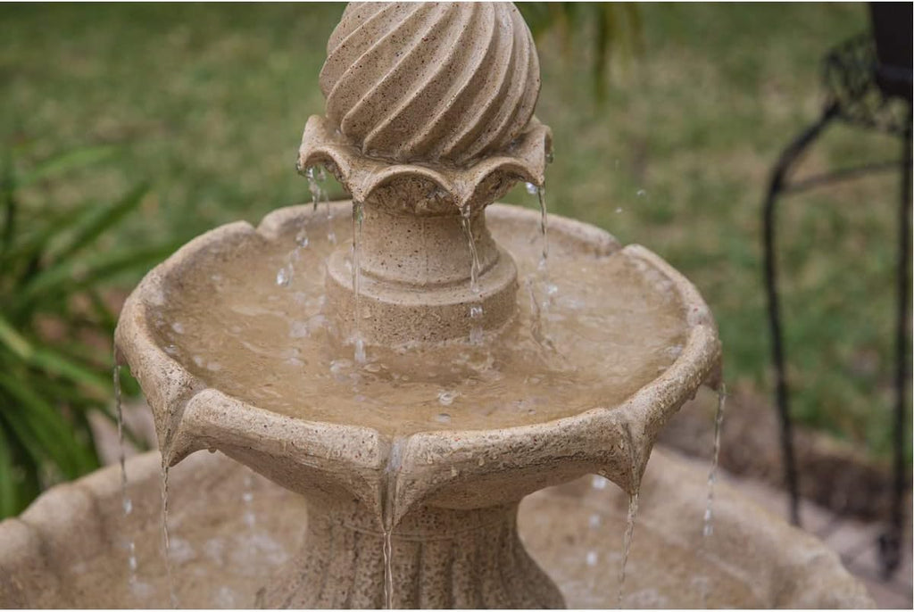 Kenroy Home 51009SNDST Frost Outdoor Solar Floor Fountain with Tan Finish, Traditional Style, 44' Height, 22' Width, 22' Depth