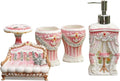 Vanity Bathroom Decor, Bathroom Accessory Set Ceramics 5 Pieces Pink Sweet Style Bathroom Kit for Wedding Housewarming Gift Housewarming Gift