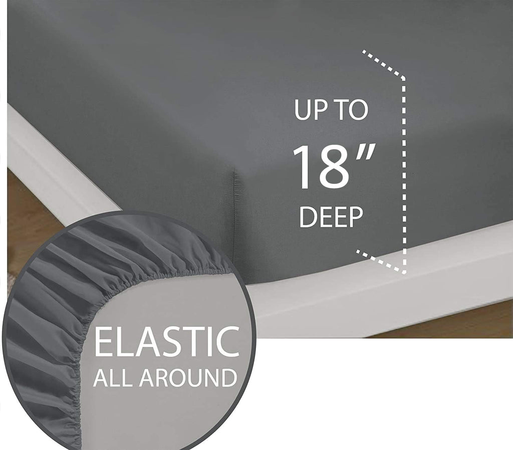 4 Piece Sheet Set- Cotton 1000 Thread Count - Luxury Bedding Set Fits Up to 15 Inches Deep Pocket - 4 Piece Sheet Set (Queen Size, Taupe)