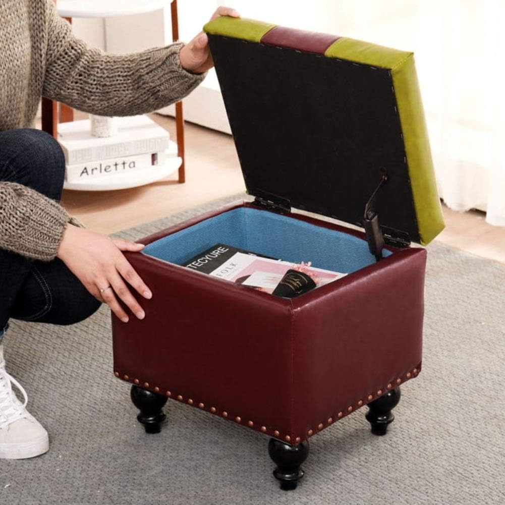 BTZHY Vanity Chair,Cube Faux Leather Storage Ottoman Foot Stool Pouf Bench Seat,Toy Box with Hinge Top Organizer Box Pouf Chest-a 40x34x40cm