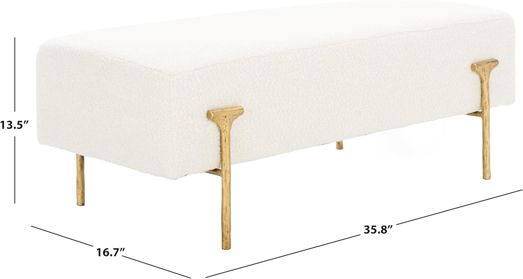 SAFAVIEH Couture Collection Jessa Glam Ivory Boucle & Brass Bench