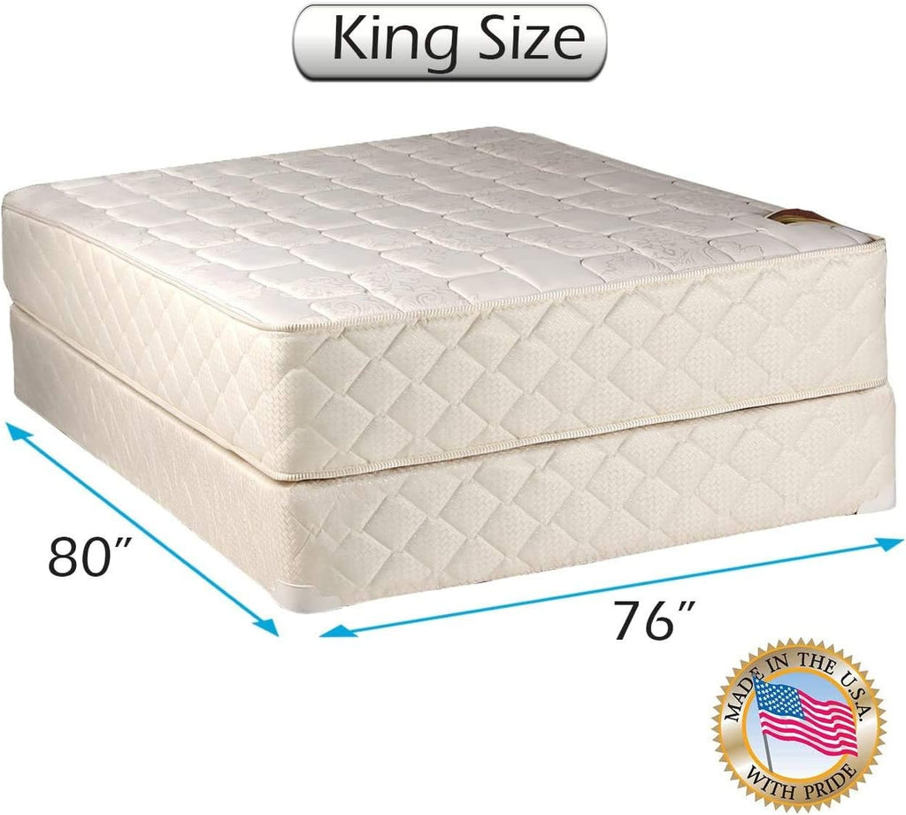 Dream Solutions USA DS USA Grandeur Deluxe Two-Sided Gentle Firm King Size Mattress and Box Spring Set with Metal Bed Frame - Orthopedic, Spine Support, High Foam Quality, Long Lasting Comfort
