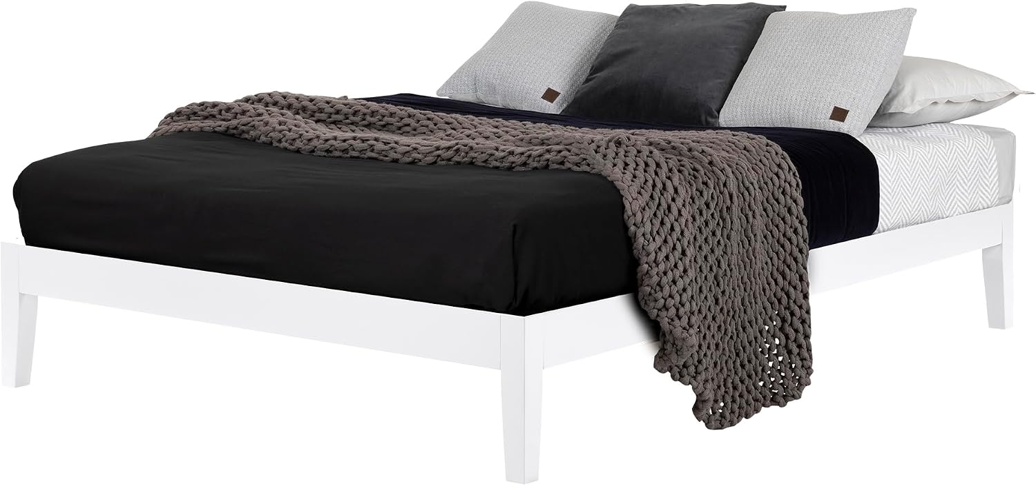 South Shore Vito Platform Bed, Queen, Pure White