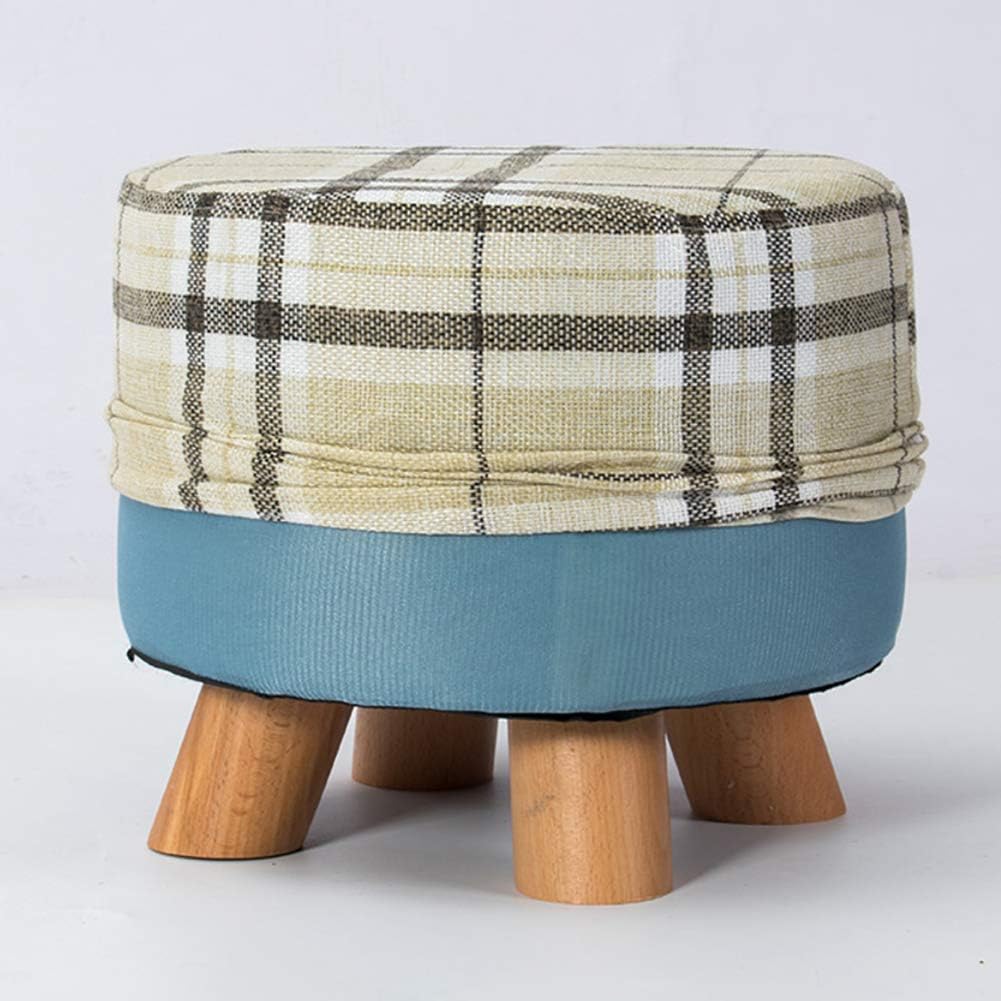 BTZHY Vanity Chair,Makeup Stool Solid Wood Linen Pouffe Footstool Foot Rest Ottoman,Padded Puff Seat Foot Rest Chair Home Office-a 28x28x26cm