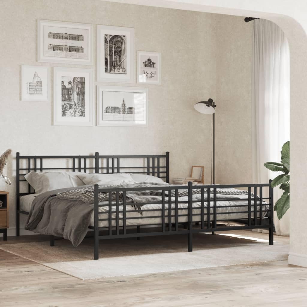 Black Steel Full Bed Frame Rectangular Traditional Metal Bed Frame with Underbed Storage for Master Bedrooms and Guest Spots, Sturdy Support and Classic Design