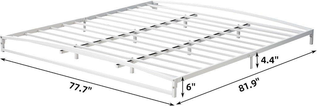 GAOMON Low Bed Frame King Size, 6 Inch Heavy Duty Metal Platform King Bed Frame with Arch Design, Easy Assembly, Strong Bearing Capacity, Under Bed Storage, No Box Spring Needed - White