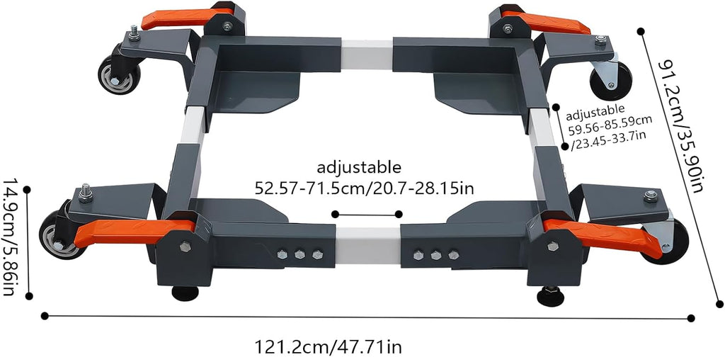 Universal Mobile Base, Heavy Duty Adjustable Mobile Base w/4 Wheels, 1500 Lbs Mobile Base for Shop Equipment Home Appliances Mechanical Devices, Grey