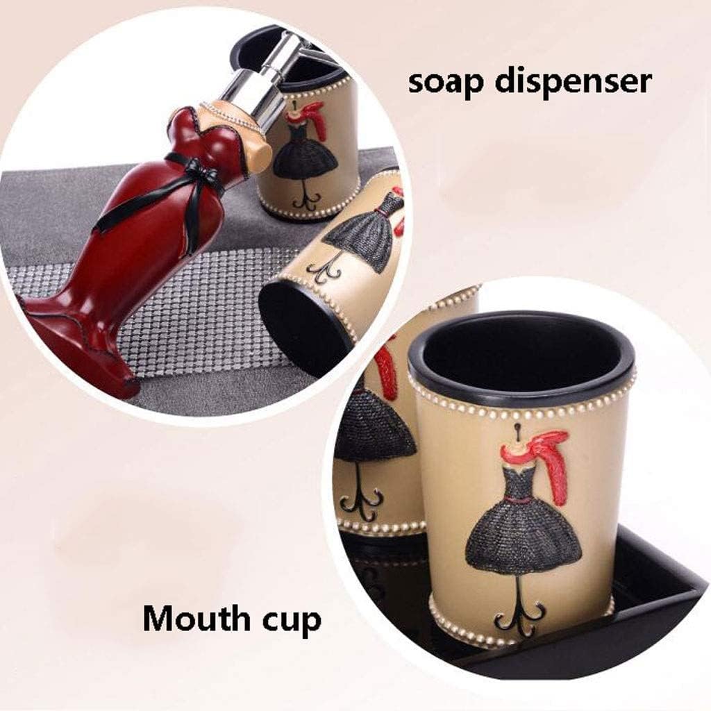 Vanity Bathroom Decor, Resin Bathroom Accessory Set Toothbrush Holder,Tumbler,Soap Dish,Soap Dispenser, Bathroom Set Housewarming Gift(6pcs)