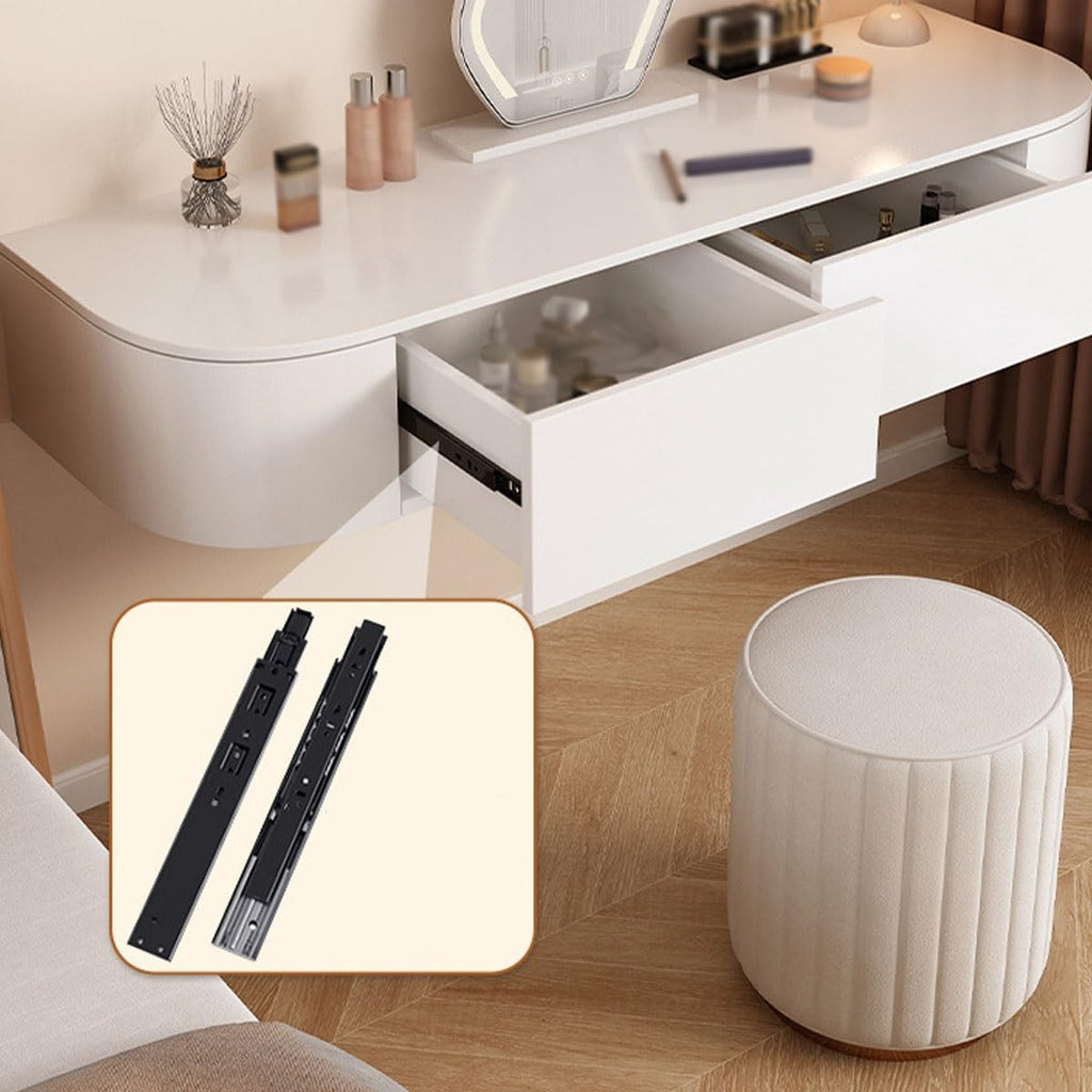 Wall-Mounted Vanity Desk, Floating Makeup Table with Storage Drawers, Corner Dressing Table for Small Spaces, Bedroom/Bathroom Makeup Organizer