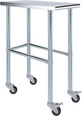 AmGood Stainless Steel Work Table Open Base & Wheels | Work Station | Metal Work Bench (Stainless Steel Work Table Open Base + Casters, 15' Long x 30' Deep)