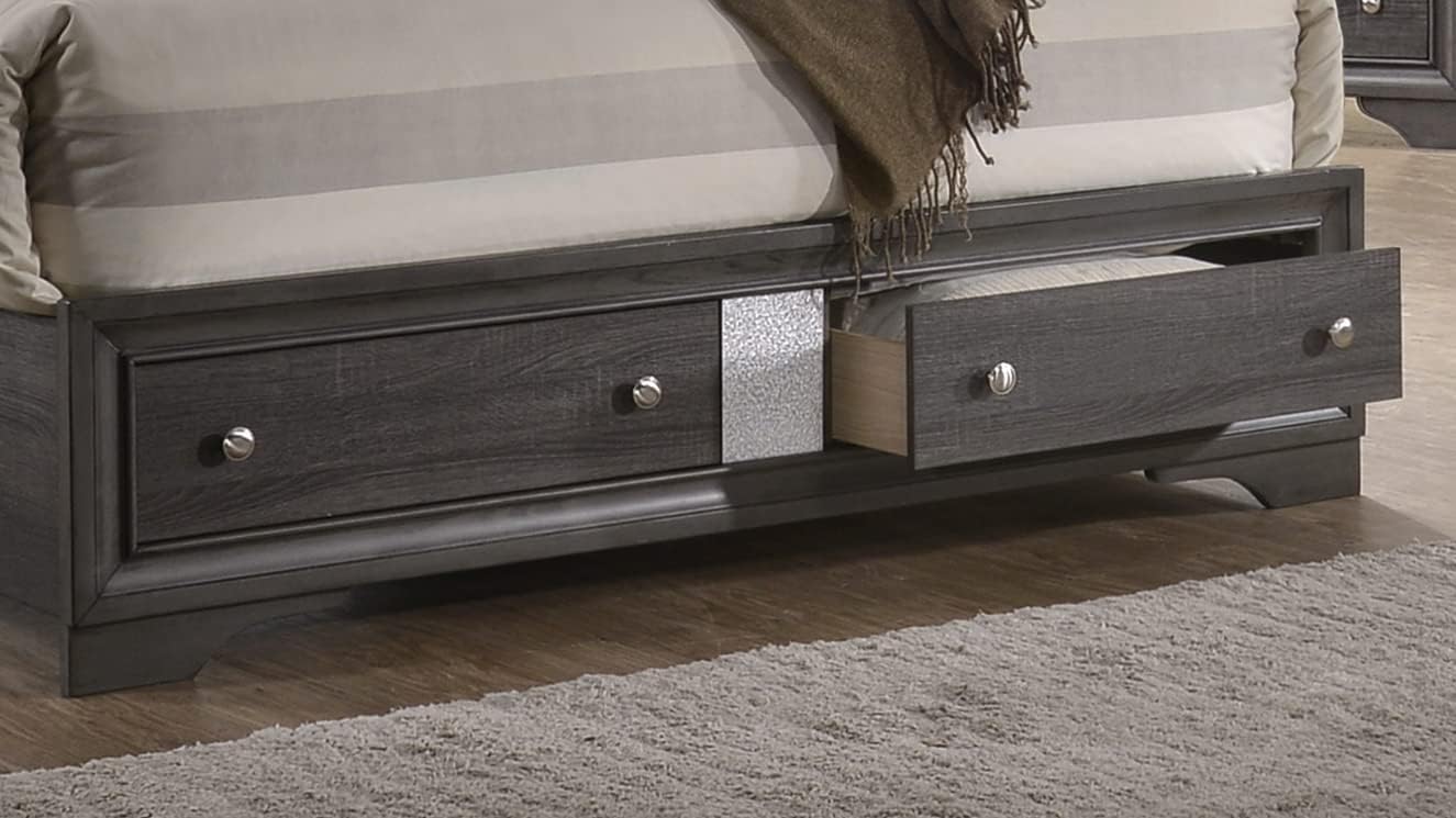 GOWE Traditional Style King 4 Piece Storage Bedroom Set Made with Wood in Gray