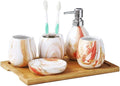 Vanity Bathroom Decor, Bathroom Accessories Set Soap Dispenser Art Texture 6 Piece Ceramic European Style Bath Set Collection Housewarming Gift