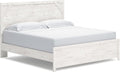 Signature Design by Ashley Gerridan Vintage King Panel Bed with Metal Slats, Foundation or Box Spring Needed, White