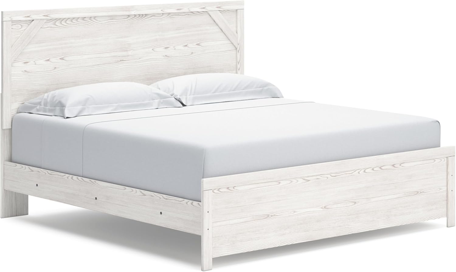 Signature Design by Ashley Gerridan Vintage King Panel Bed with Metal Slats, Foundation or Box Spring Needed, White