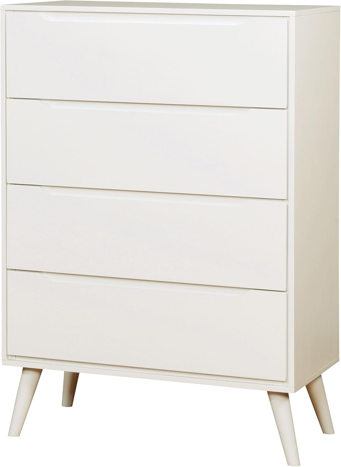 HOMES: Inside + Out Debonaze Mid-Century Modern E. King 3-Piece Bedroom Set, Eastern, White
