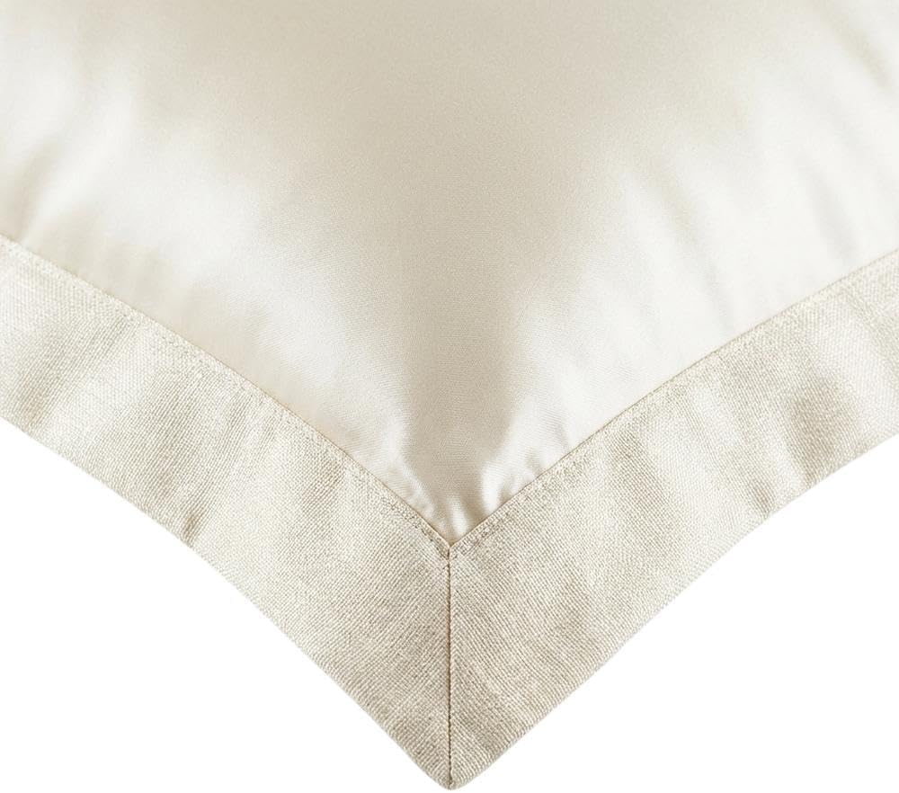 Michael Amini Westlyn Beige 4-Piece King Comforter Set with 100% Polyester Jacquard and Cotton Blend Back, Soft Lightweight Bedding for All-Season Comfort and Stylish Bedroom Decor
