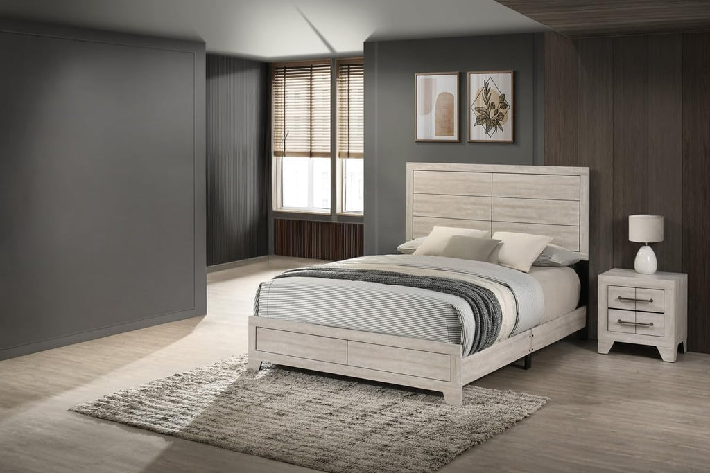 Best Quality Furniture 2 Piece Bedroom Set in Rustic Gray Oak Wood in King