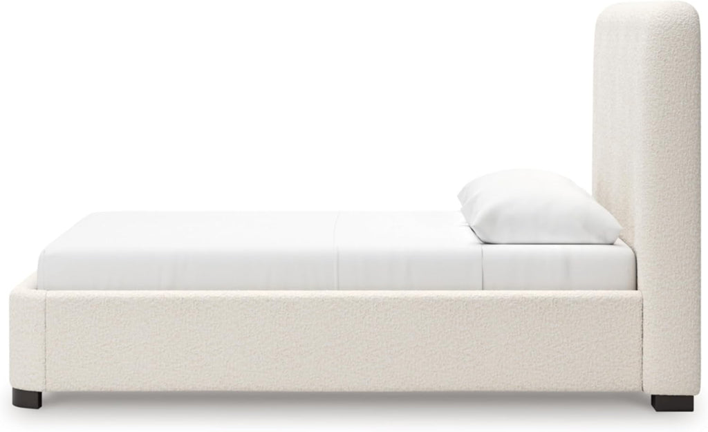 Signature Design by Ashley Brandinlane Casual Queen Upholstered Bed, Foundation/Box Spring Required, Nuvella Cleanable Performance Fabric, 54.63' High, Beige