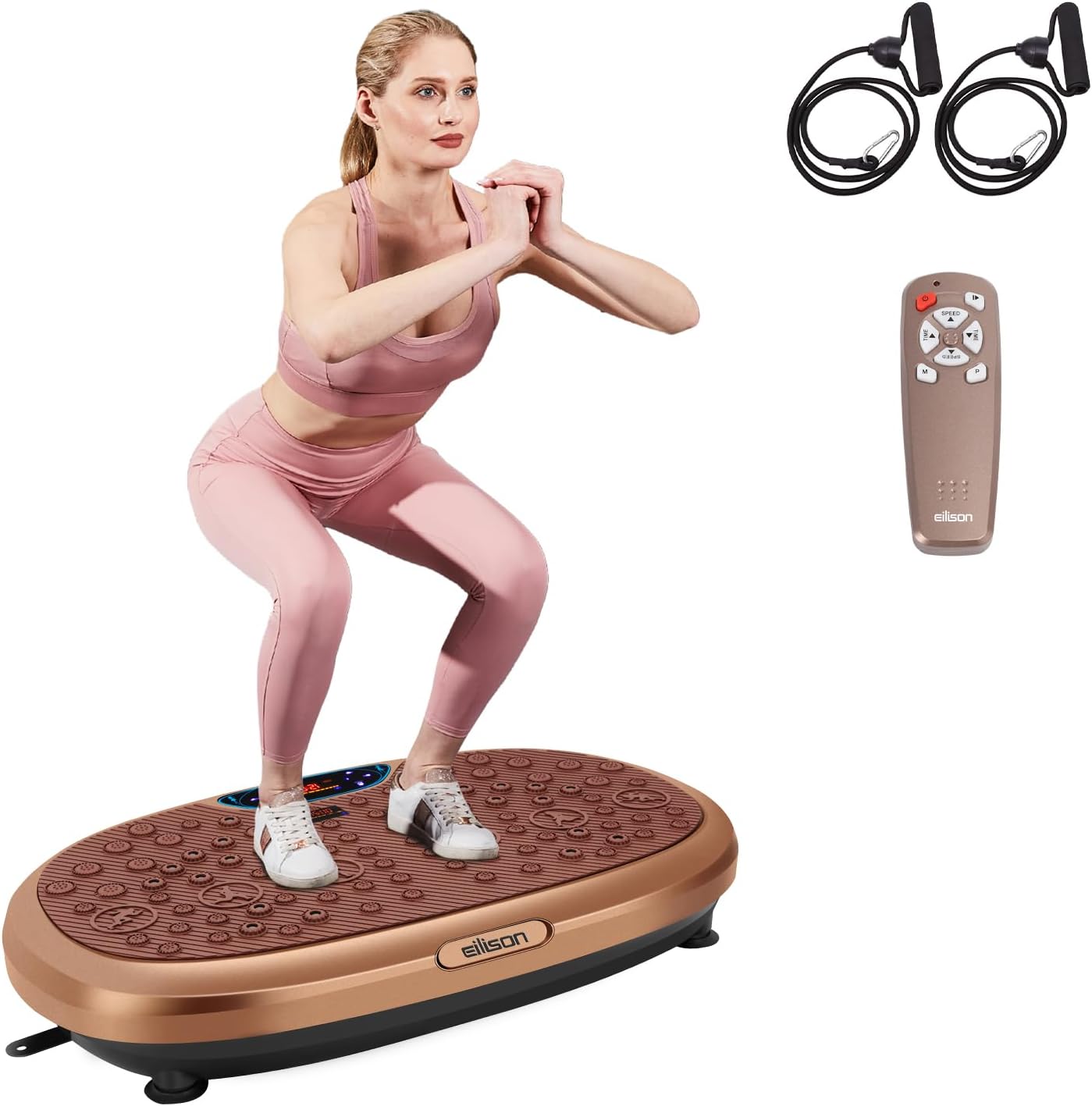 EILISON FitMaxx 3D XL Vibration Plate Exercise Machine - Whole Body Workout Vibration Platform w/Loop Bands - Lymphatic Drainage Machine for Weight Loss, Shaping, Recovery