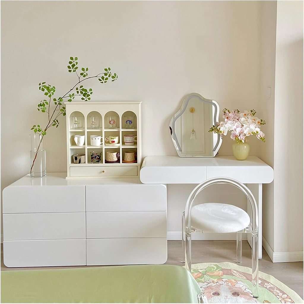Makeup Table Vanity Makeup Vanity Desk with Vanity Mirror Adjustable Corners Bedroom Makeup Desk Modern Multiple Drawers Dressing Table Vanity Desk (Size : 110cm)