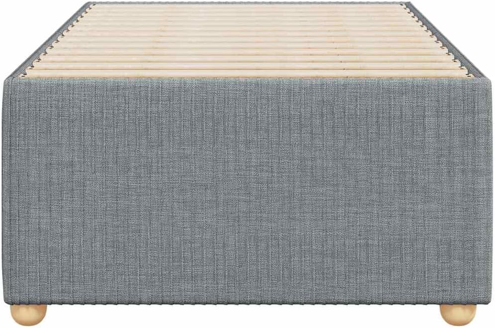 Light Gray Twin Bed Frame with Polyester Upholstery and Plywood Construction, Durable Engineered Wood Structure for Bedroom, Space-Saving Design with Sturdy Slats Support,