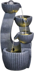 Indoor Fountain/Water Fountain Indoor/Outdoor Table-Top Water Fountain 4 Tiered Bowls Waterfall Water Fountain For Table Desk Yard Garden Patio Deck Home Relaxation 23.6' Height,G,Without Atomizer
