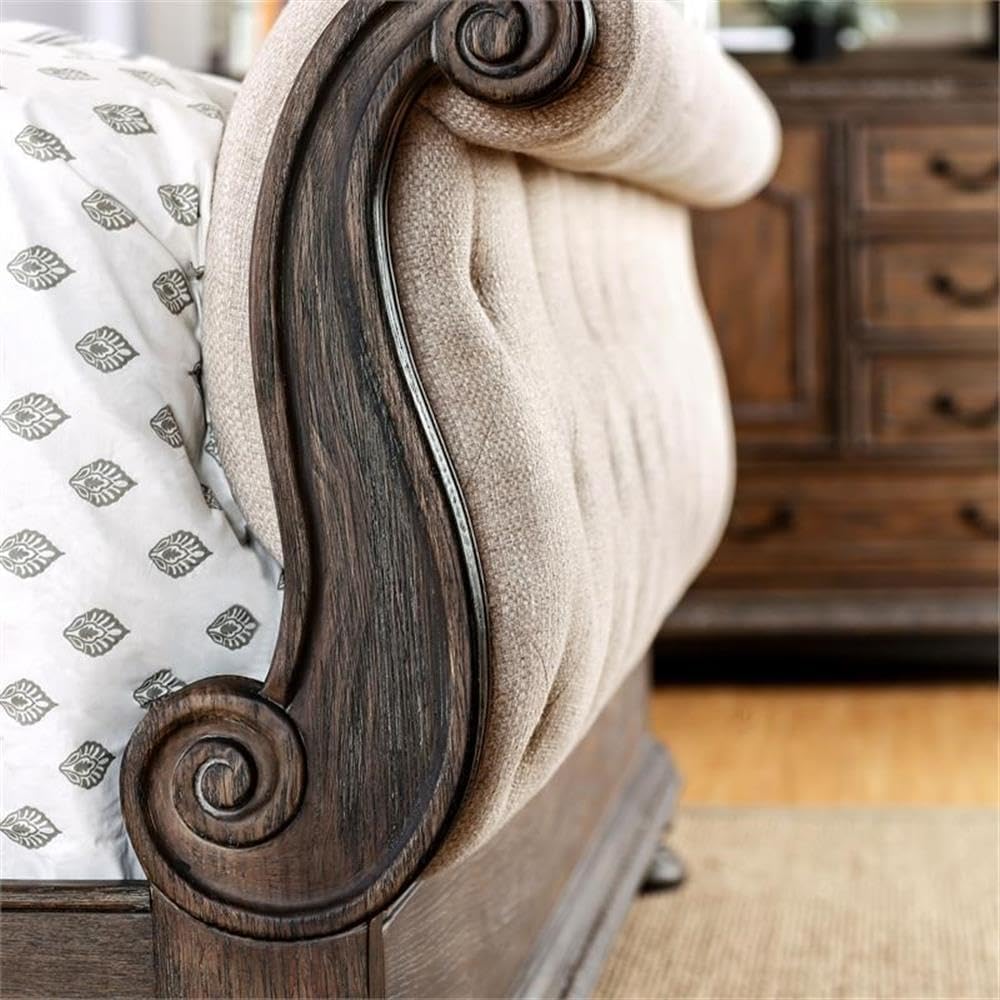 Furniture of America FOA Kai 2pc Natural Tone Wood Bedroom Set - King + Nightstand