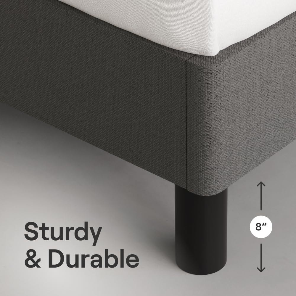 Nectar Bed Frame - Twin - Grey - 8 Inch Legs - Sturdy Wooden Slats for Support - Steel Frame - Contemporary and Durable Upholstery - Holds Up to 700 Pounds - Easy Assembly