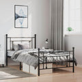 Twin Metal Bed Frame with Footboard Black Sturdy Steel Platform Bed Frame Underbed Storage Space No Mattress Needed for Bedroom
