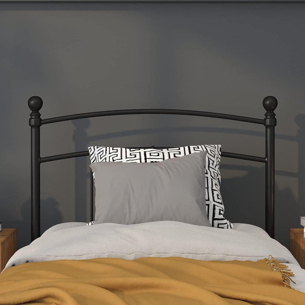 Flash Furniture Woodstock Decorative Black Metal Twin Size Open Slat Headboard with Round Posts