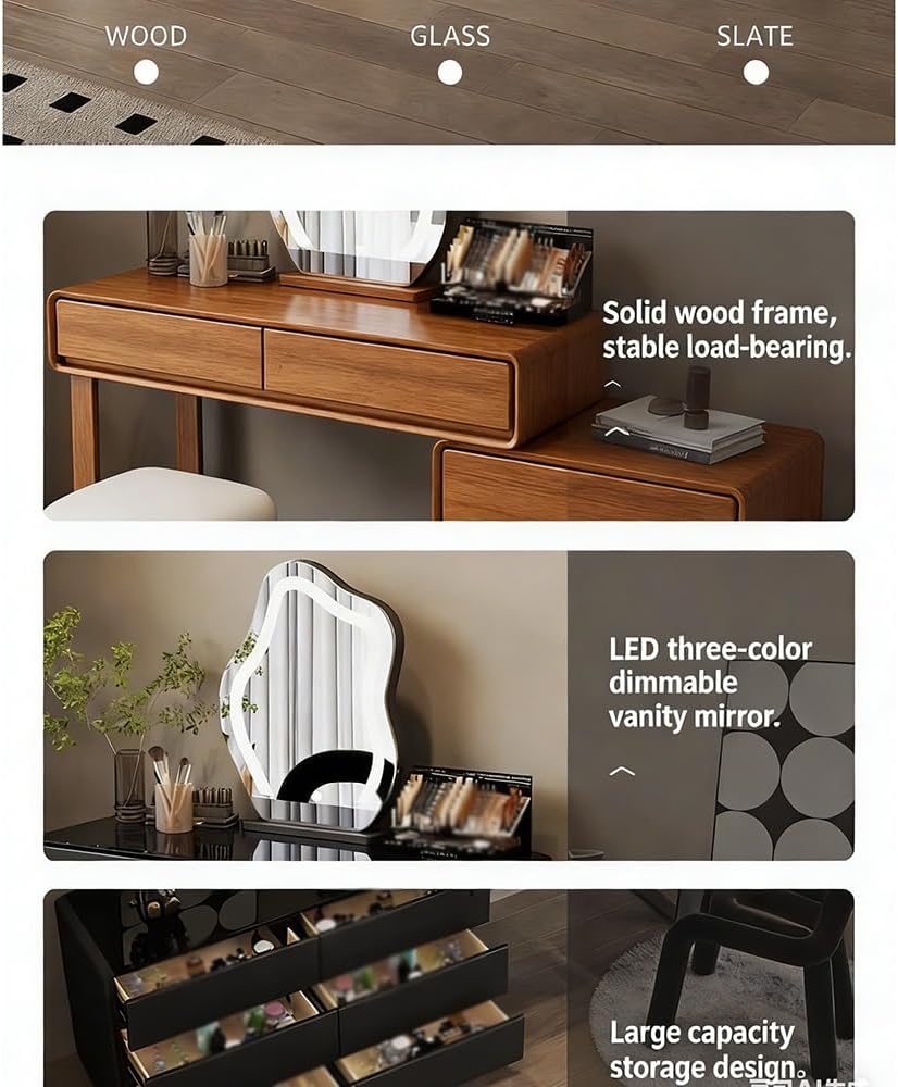 Makeup Table Light Luxury Solid Wood Makeup Table Modern Corner Cabinet Meeting Dressing Vanity Desk