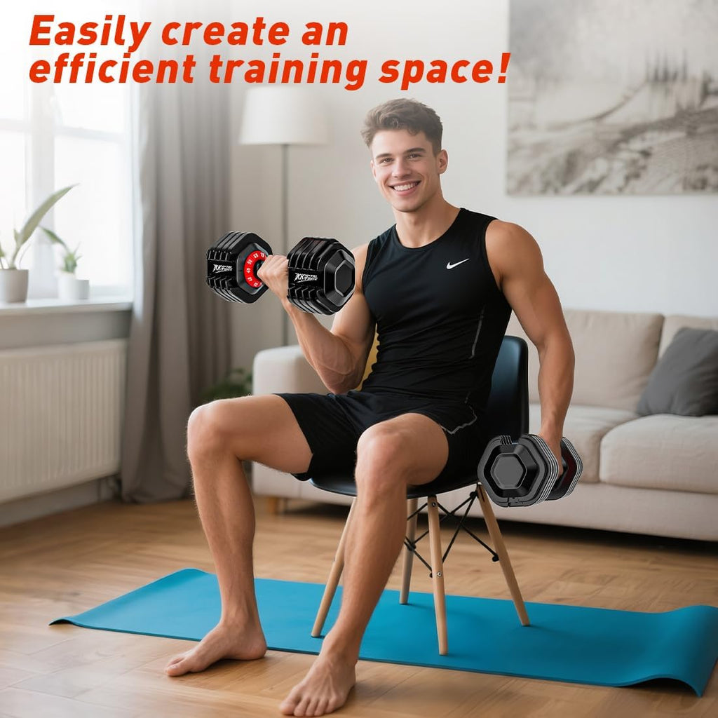 Adjustable Dumbbell Set of 2, 110lbs/50lbs Free Weights Dumbbell Set, 5-in-1/10-in-1 Quick-Lock Hand Weights, 25lbs/55lbs Pair with Anti-Slip Texture Handle, Weight Set For Home Gym Suit both Men and Women